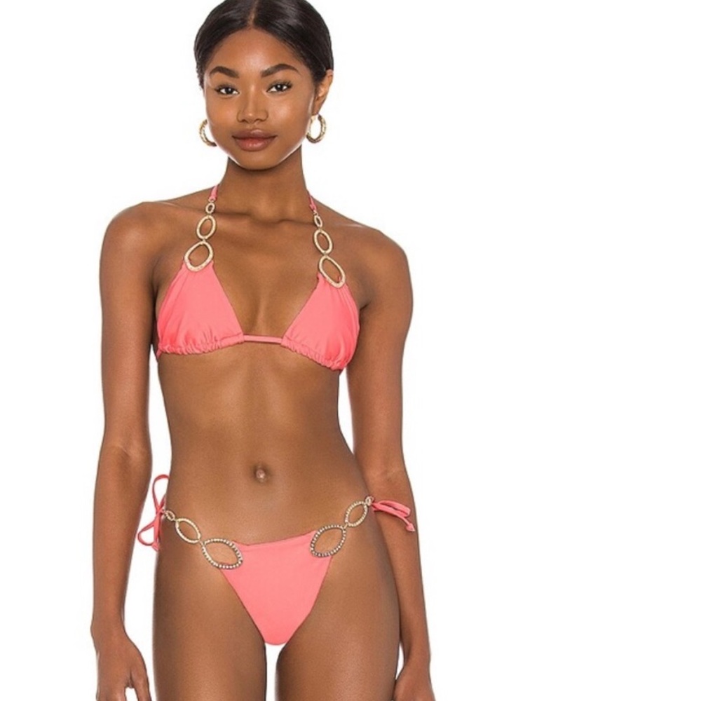 Beach Bunny Coral Bikini with Ring Accents